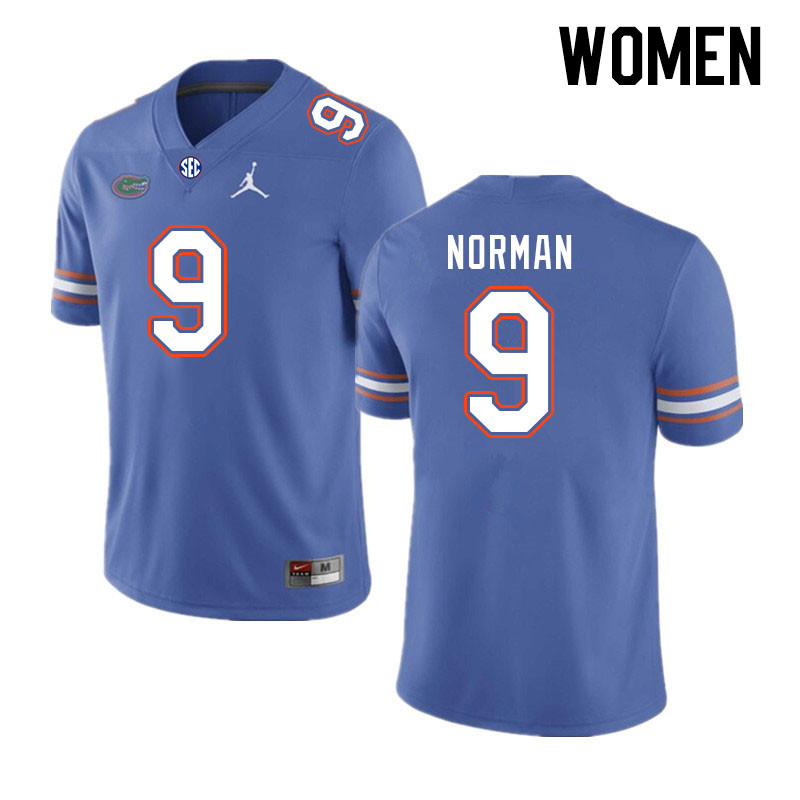 Women #9 Will Norman Florida Gators College Football Jerseys Stitched-Royal